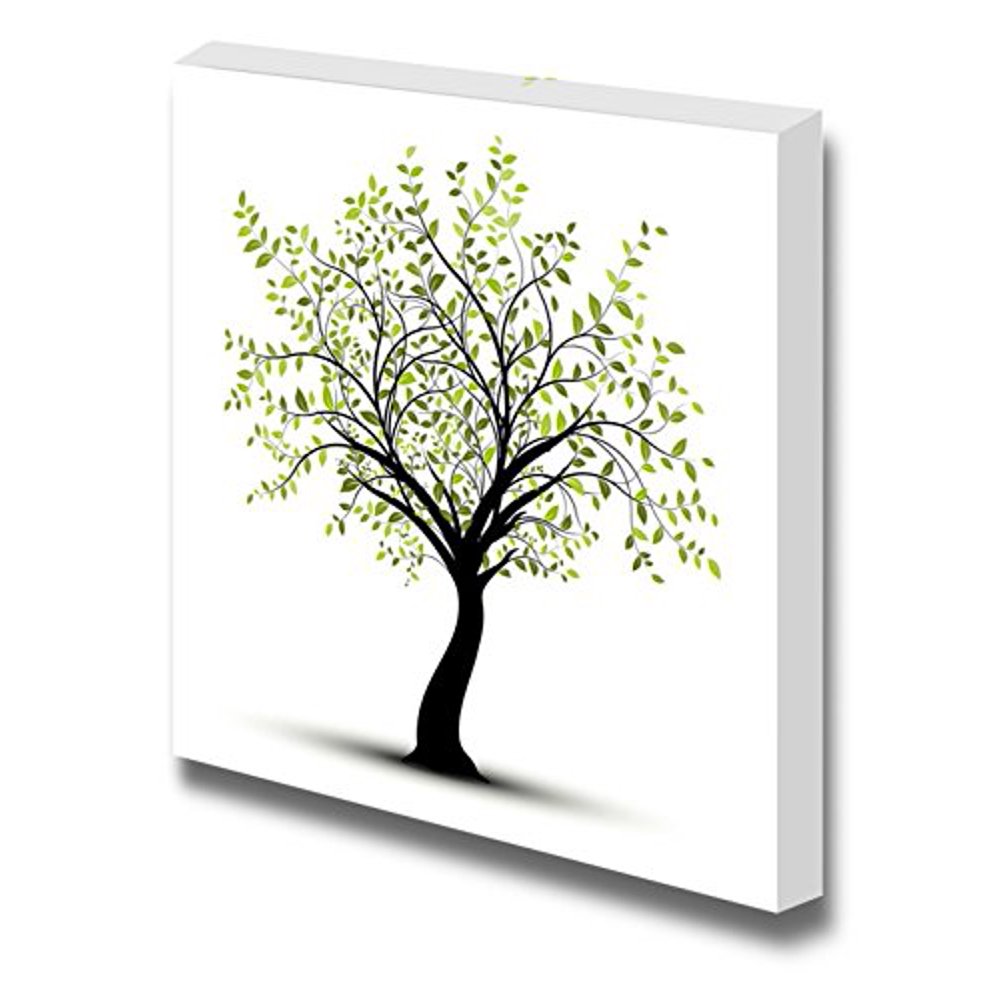 Canvas Prints Wall Art Abstract Green Tree Painting in Clean and