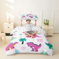thumbnail image 2 of Metsweet Cartoon Dino Twin Duvet Cover, Kawaii Dinosaurs Animal Twin Bedding, Pink Blue Green,2pcs,1 Duvet Cover and 1 Pillowcase, 2 of 6