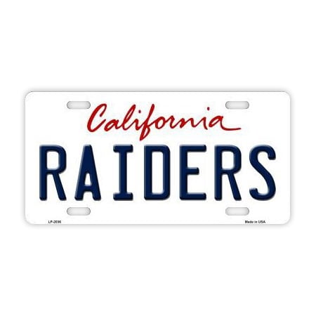 License Plate Frame Sticker Bomb Metal Vanity License Plate Tag Cover - Los Angeles LA Raiders - Football Team - Official California State Plate - 12