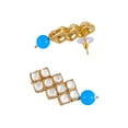 thumbnail image 4 of Crunchy Fashion Elegant Golden Pink Royal Blue Stone Studded Kundan Necklace Set With Earring, 4 of 5