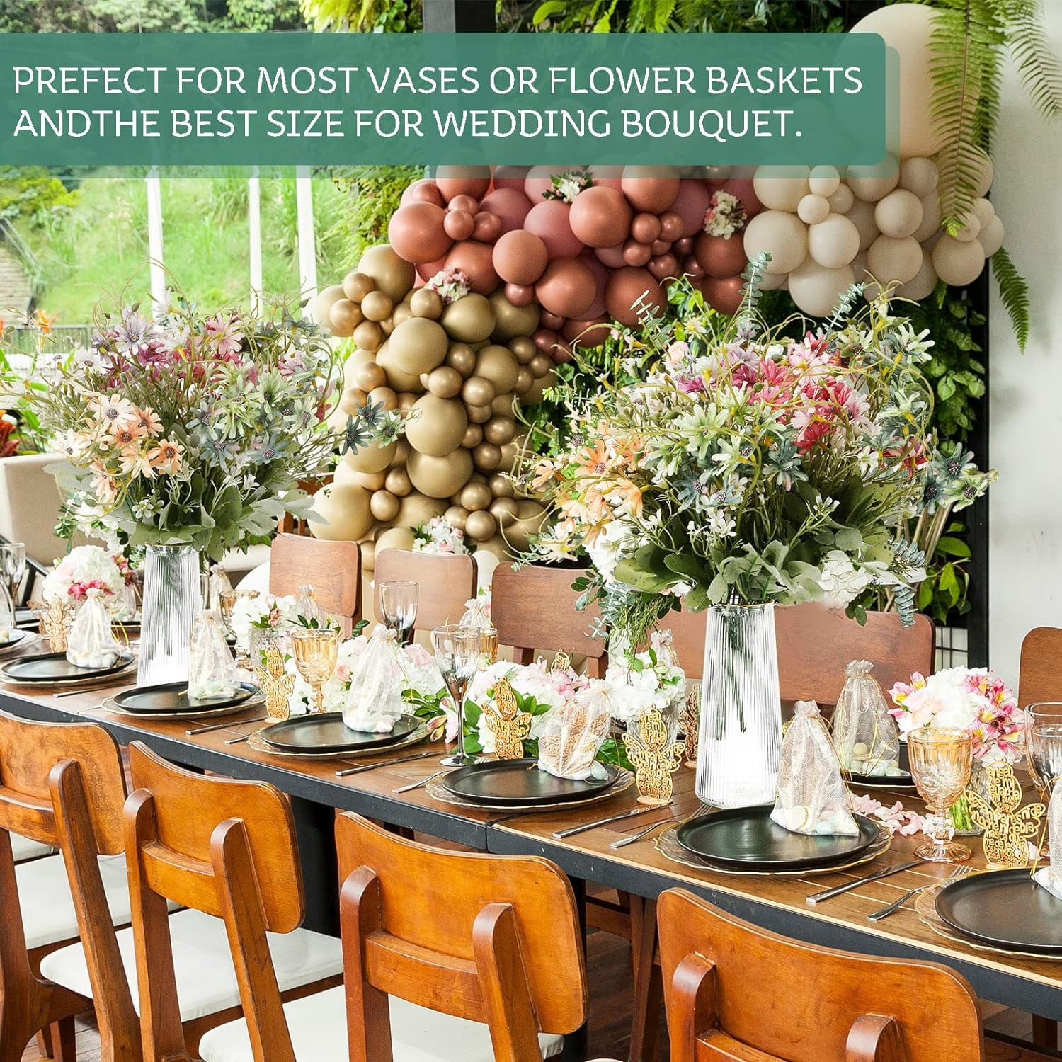 Morttic 12 Bundles Wildflowers Fake Daisy Outdoor Artificial Flowers UV Resistant Silk Wild Flower Bouquets Bulk Faux Plants Plastic Greenery for Decoration Vase Floral Spring Home Decor