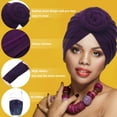 thumbnail image 3 of 6 Pieces Women African Turban Flower Knot Pre-Tied Bonnet Beanie Cap Headwrap, 3 of 10