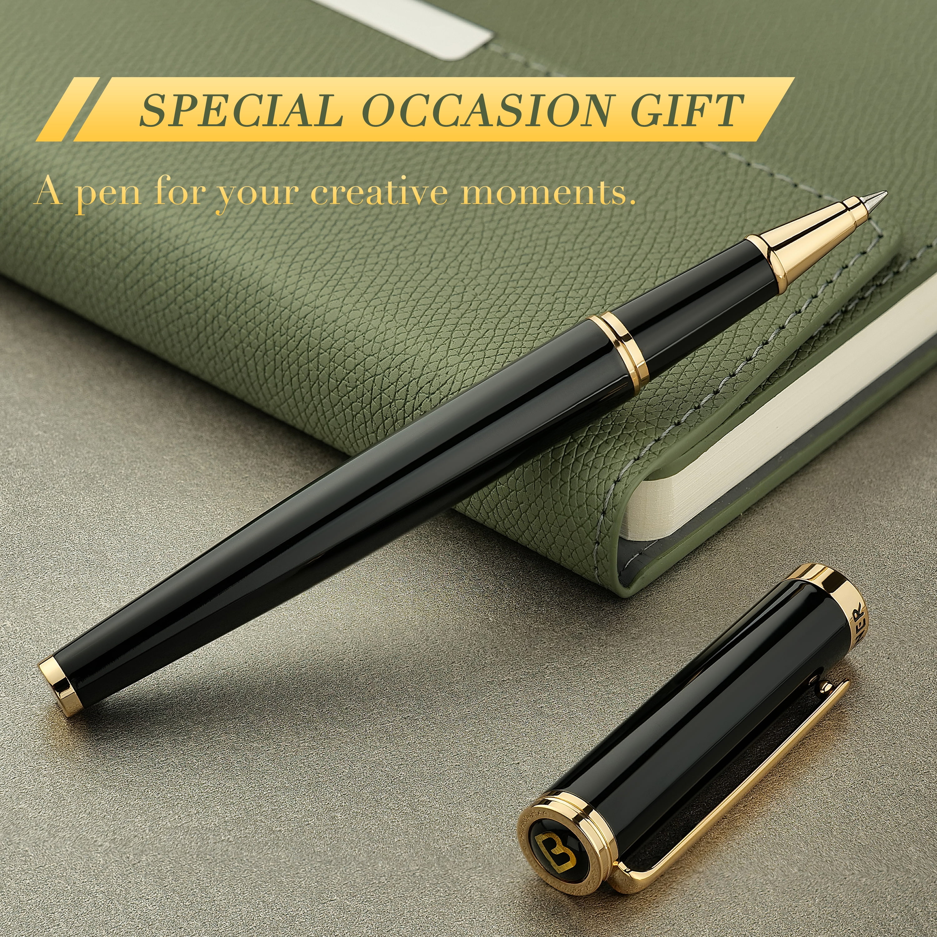 BEILUNER Luxury Rollerball Pen,24K Gold Trim,Noble and Elegant Designs, Best Roller Ball Pen Gift Set for Men & Women, Professional, Executive Office, Nice Pens