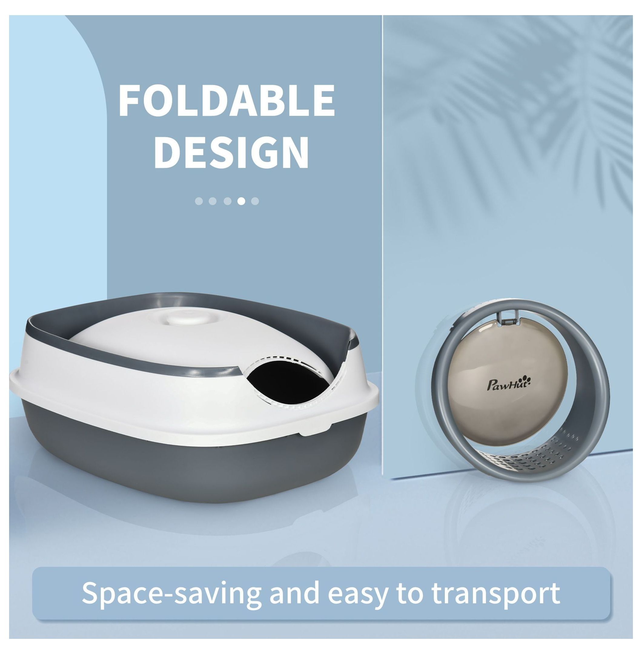 Cat Litter Box Covered, Dome Design with Door, White & Gray - Enclosed Pet Toilet for Privacy, Odor Control & Easy Cleaning
