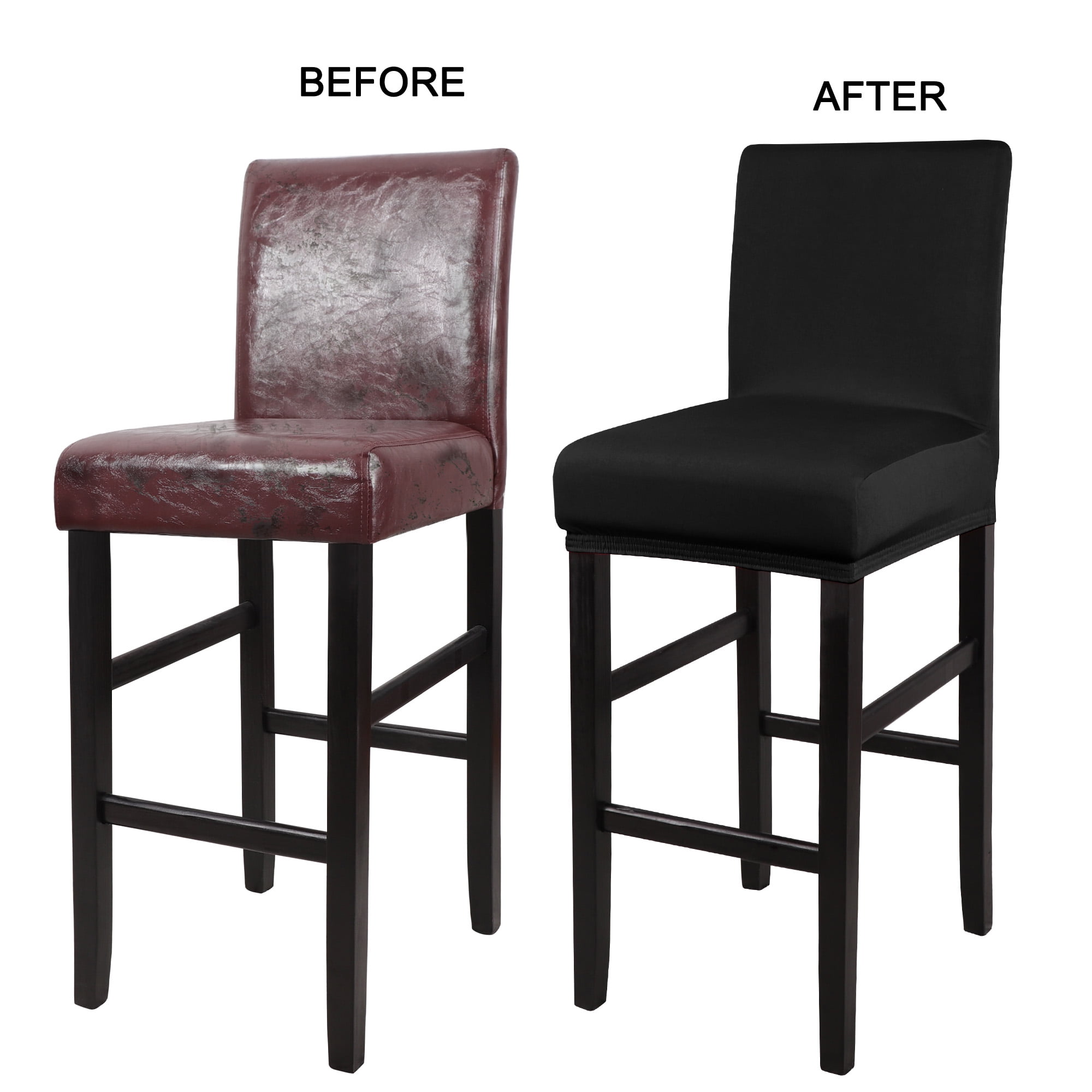 Unique Bargains Bar Stool Covers Counter Height Side Chair Slipcover Black 6
