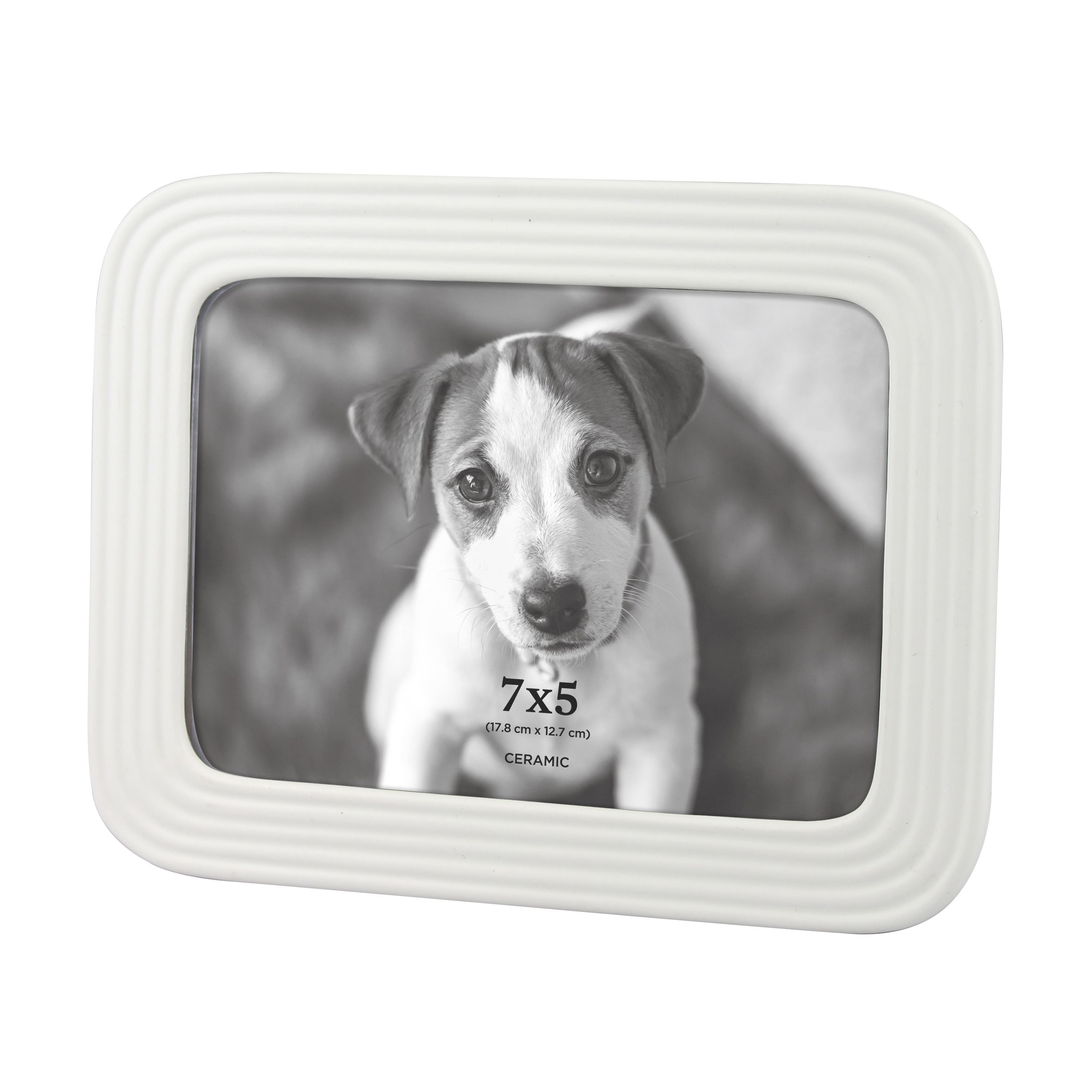 Better Homes & Gardens 5x7 Ceramic Tabletop Picture Frame, White