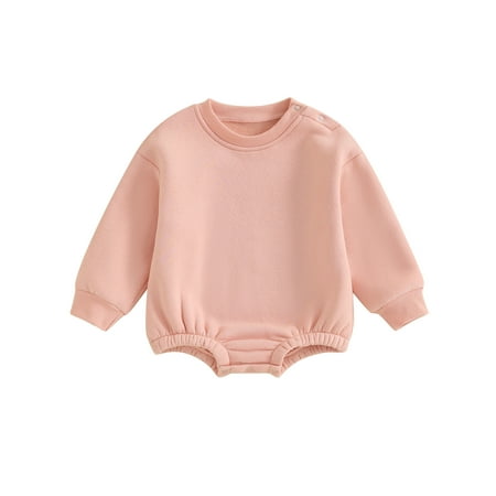 

TFFR Unisex Baby Fall Jumpsuit 0-18M Girl Boy Crewneck Sweatshirt Romper Solid Long Sleeve Bodysuit Tops