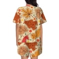 thumbnail image 6 of Goofa Autumn Animal Maple Leaves for Womens Cotton 2 Piece Pajamas Set Classic Short Sleeve Pjs Set Soft Button Down Sleepwear Loungewear-X-Large, 6 of 7