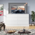 thumbnail image 5 of 6 Drawer Double Dresser Wooden Chest of Drawers Large Storage Cabinet for Bedroom Living Room Entryway, White, 5 of 11