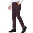 thumbnail image 4 of INSPIRE CHIC Men's Plaid Dress Pants Slim Fit Flat Front Business Check Trousers 32 Burgundy, 4 of 6