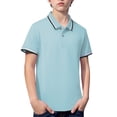 thumbnail image 4 of KAUOD Boys School 𝗨niform Polo Shirts Short Sleeve Striped Lapel Collar Tops Summer Preppy Trendy Casual Pullover Shirt, 4 of 9
