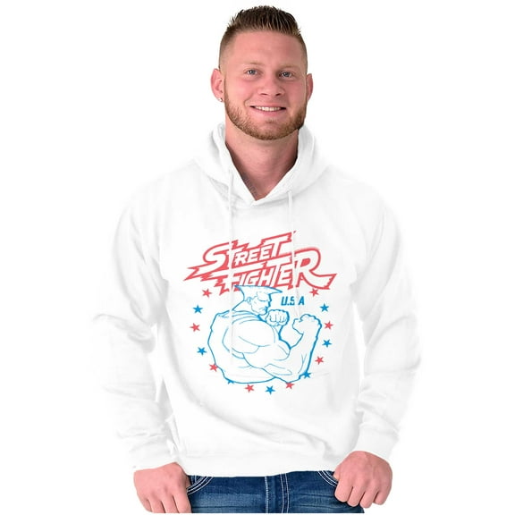 Street Fighter USA American Guile Men Big & Tall Graphic Hoodie Brisco Brands 3X