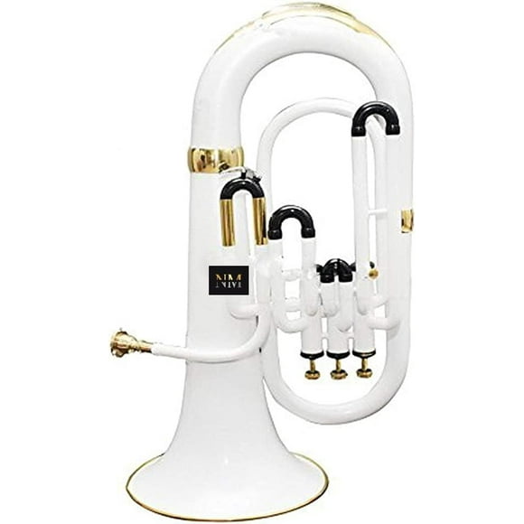 Brass Bb Flat Musical Instrument Euphonium 3 Valve With Free Hard Case Mouthpiece (Silver)