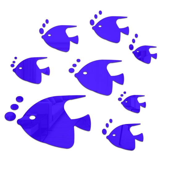 DIY Ocean Mural Stickers, Sea Creature Fishes Acrylic Mirror Wall Decals, Removable & Waterproof Art for Bathroom, Living Room, Nursery Decor