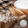 thumbnail image 3 of Orange Pumpkins Fall Round Tablecloth, Fitted Table Cover with Elastic for 45"-54" Round Tables, Plaid Thanksgiving Leaves Floral Table Cloth Outdoor Indoor Dinning Party Waterproof Tablecloths, 3 of 7