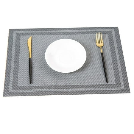 

NUZYZ 45x30cm PVC Waterproof Heat Insulation Mat Dinning Table Bowl Dish Pad Placemat Double Frame Smoky Grey