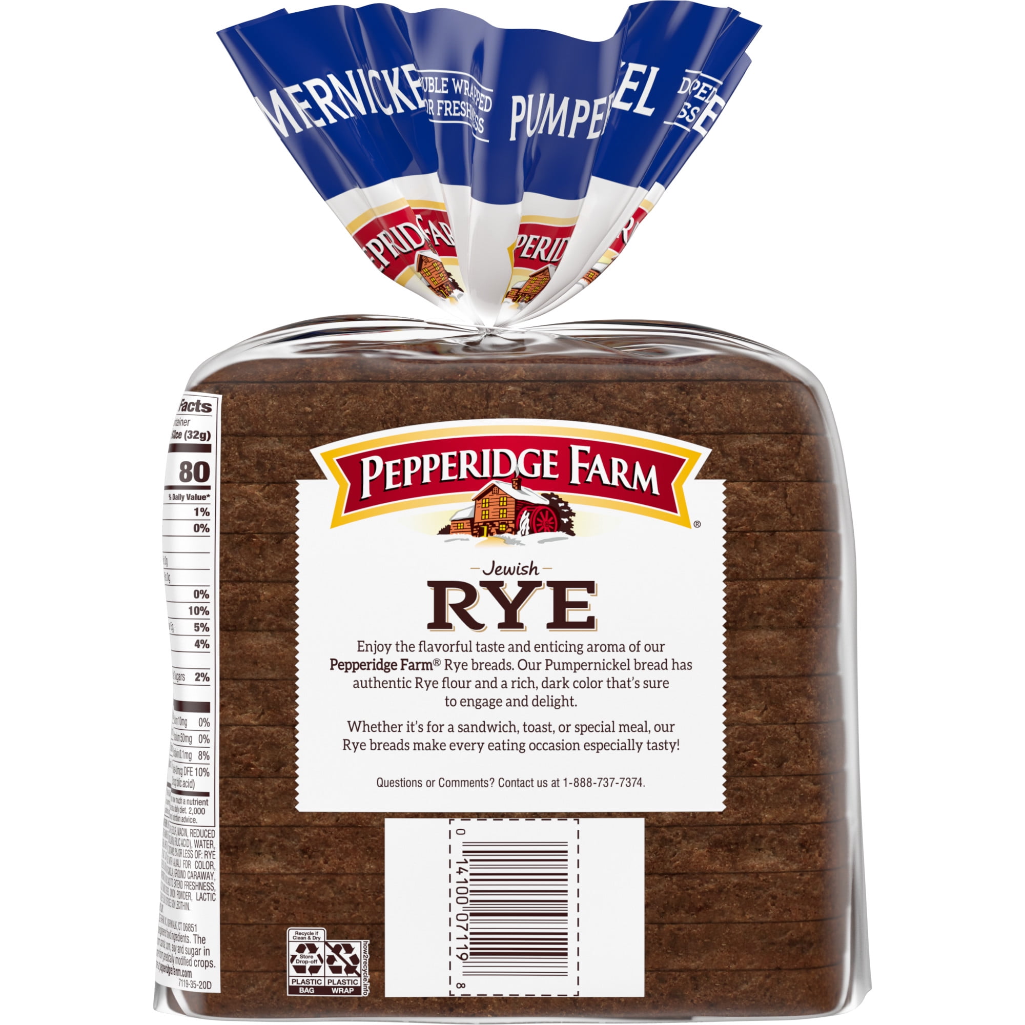 Pepperidge Farm Jewish Pumpernickel Dark Pump Bread, 16 oz. Loaf