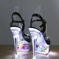 thumbnail image 6 of Modisza Women's Rinestones High Heel Light Up Transparent Platform Party Sandals Open Toe Trendy Heeled Summer Travel Stiletto Size 6 Black, 6 of 8