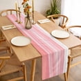 thumbnail image 3 of Pink Striped Table Runner - 48 Inch Long, Kitchen Dining Table Runner Dresser Scarves, Modern Abstract Art Wave Moire Gradient Farmhouse Decor for Coffee Tables Wedding Party Banquet, 3 of 8