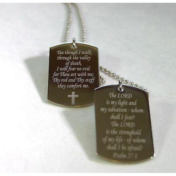 PSALM TAGS STAINLESS STEEL CUSTOM PRAYER MILITARY STYLE  NECKLACE