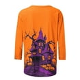 thumbnail image 4 of Inverlee Halloween Shirts Women Cute Pumpkin Ghost Graphic Tees Classic Crewneck T-shirt 3/4 Sleeve Tunic Blouse Tops Halloween Clothes, 4 of 5