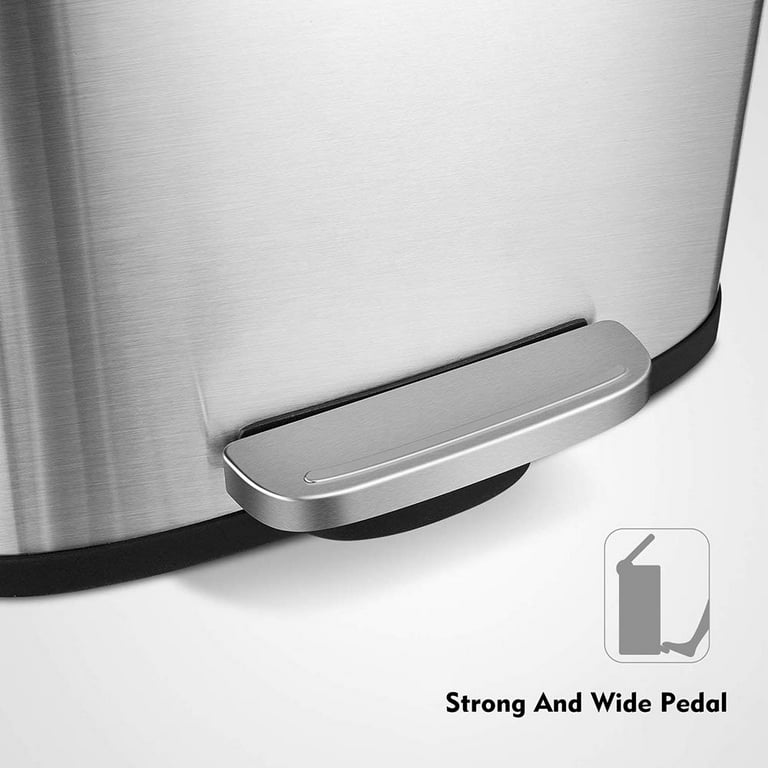 LazyBuddy Stainless Steel Step Trash Can Kitchen Garbage Can, Silver, 8 Gallon, Size: 30L - 8 Gal