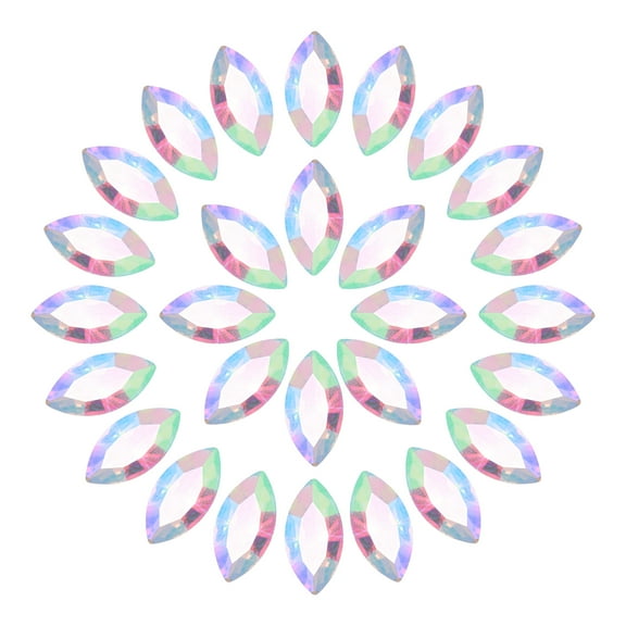 Uxcell 100Pcs Horse Eye Shape Rhinestones Glass Point Back Beads for Jewelry Making, Multicolor 6x12mm