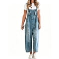 thumbnail image 2 of Sleeveless Women Casual Denim Jumpsuit Loose Wide Leg Jeans Oversall Bib Pants, 2 of 5