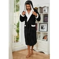 thumbnail image 2 of U2SKIIN Mens Robe with Hood,Full Length Plush Robe for Men Contrast Thick Fleece Bathrobe (Black, Small-Medium), 2 of 7