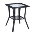 thumbnail image 4 of Elegant All-Weather Wicker Side Table with Tempered Glass Top for Po and Garden, 4 of 17