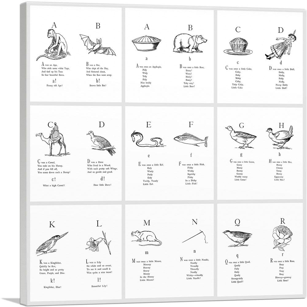 ARTCANVAS Alphabet Letters Collage Canvas Art Print By Edward Lear artcanvas-alphabet-letters-collage-canvas-art-print-by-edward-lear