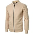 thumbnail image 1 of RXIRUCGD Man Solid Color Zipper Stand Collar Hoodie Coat, Khaki, Size: M, 1 of 6