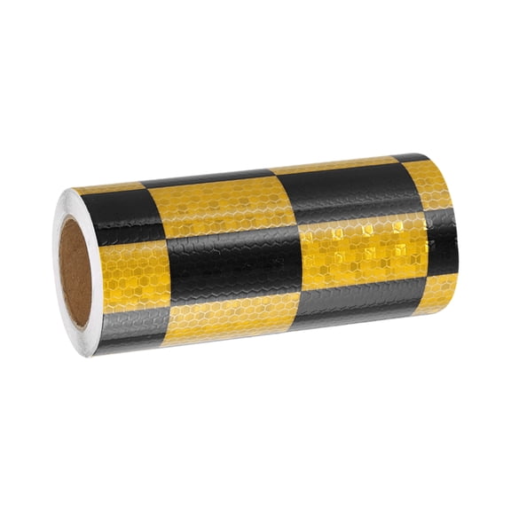 Uxcell Reflective Tape, Self-Adhesive Trailer Reflector Tape Waterproof Warning Sticker Yellow Black 6 Inch x 16 Feet