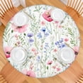 thumbnail image 2 of Pioneer Flower Floral Print Pattern Round Fitted Tablecloth with Elastic Edge,Dining Table Cover Waterproof,Outdoor Round Tablecloth for Camping,Dining,Indoor and Outdoor, 2 of 7