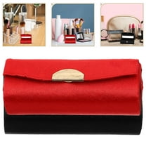 UPKOCH Lipstick Organizer Case 2Set Portable Red Silk With Built-in Mirror For Makeup Accessories 8.7x3.6x3.2in