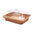 thumbnail image 3 of Cesta de pan, cesta de frutas, soporte con tapa de acrílico, cesta tejida de imitación de ratán, cesta de almacenamiento de bocadillos para mesa de, 3 of 8