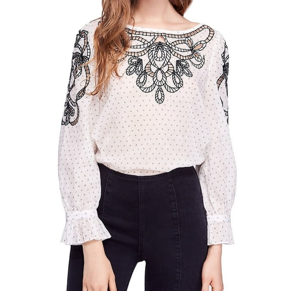 Free People Womens Everything I Know Peasant Blouse, White, X-Small