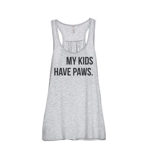 Thread Tank My Kids Have Paws Women's Sleeveless Flowy Racerback Tank Top Sport Grey Medium
