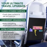 AJOHBM Airplane Seat Back Organizer, Tray Table Cover with Storage Pockets, Travel Essentials for Air Travel, Phone and Cup Storage Bag, Portable Flight Seat Organizer