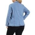 thumbnail image 3 of Agnes Orinda Women's Plus Size Denim Blazer Notched Lapel Button Work Jean Jackets 1X Light Blue, 3 of 8