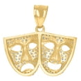 thumbnail image 2 of 10K Yellow Gold Cubic-Zirconia Unisex Comedy Tragedy Mask Charm Pendant, 2 of 3