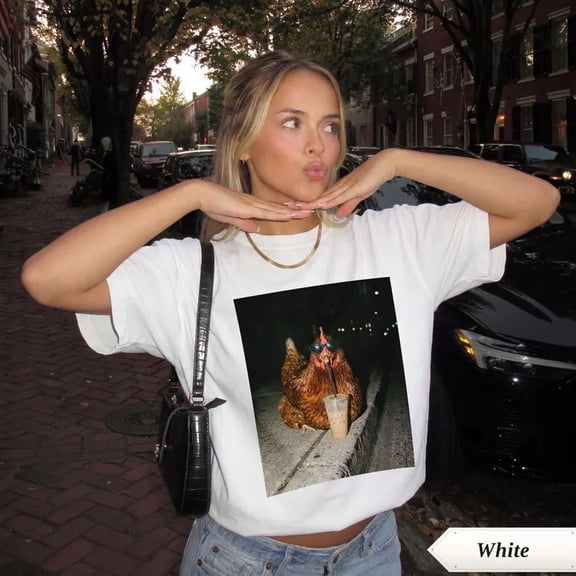 Funny Chicken Iced Coffee Graphic Unisex T-Shirt