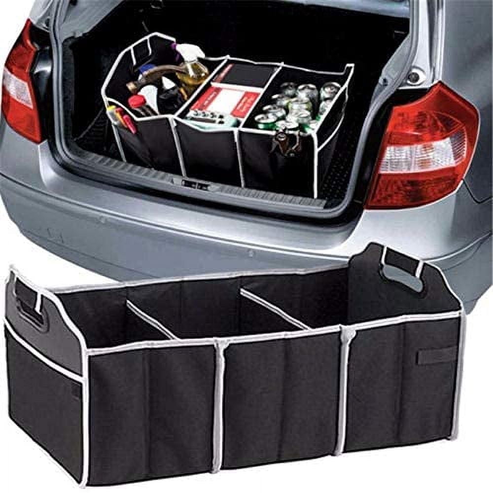 AlexTong Trunk Organizers Car Organiser Car Boot Tidy Automotive Collapsible Folding Flat Car Back Seat Storage Box Organize Clutter for Travel Picnic SUV Truck Kids Baby Toys Snacks Organizer Black