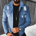 thumbnail image 1 of Mens Slim Fit Biker Denim Jacket Casual Spring Fall Winter Size S to 3XL, 1 of 10