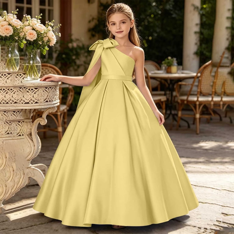 Atoguta Formal Dresses for Girls Pageant Ball Gowns Elegant Kids Princess Party Gowns Size 2t-13, Yellow, Girl's