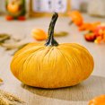 thumbnail image 1 of Calabaza De Terciopelo Artificial Calabaza de cosecha artificial hecha a mano para otoño Halloween Acción de Gracias (amarillo), 1 of 8