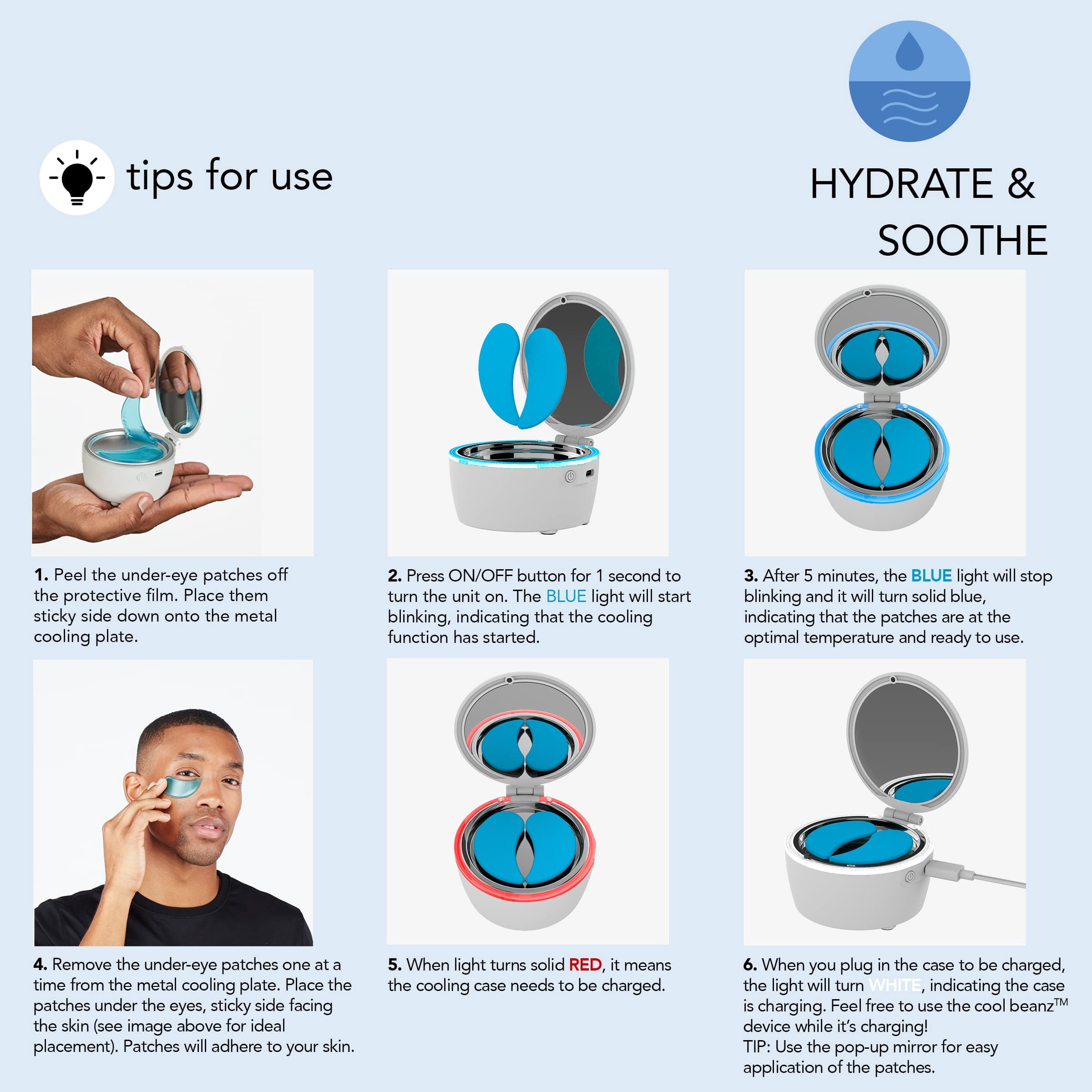 skn by conair Cool Beanz Reusable Under Eye Patches, Rechargeable Cooling Eye Mask to Reduce Dark Circles and Puffiness, and Refresh Tired Eyes