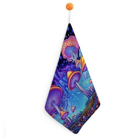 

Autua Mushrooms Field Psychedelic Art Quick-Dry Hand Towels for Countertops and Bathroom Decorations 11.8x11.8in Superfine Fiber Kitchen Accessories 1pcs