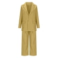 thumbnail image 5 of Women's Two Piece Sets Pants Suits Dressy Business Casual Outfits Professional Blazer Pantsuits Set Work Office Yellow S, 5 of 6