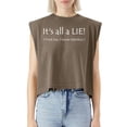 thumbnail image 5 of EcoLoom Its All A Lie Statistics Dark Color Cap Sleeve Muscle Crop Top Funny Sleeveless Baby Shirt Navy-M, 5 of 5